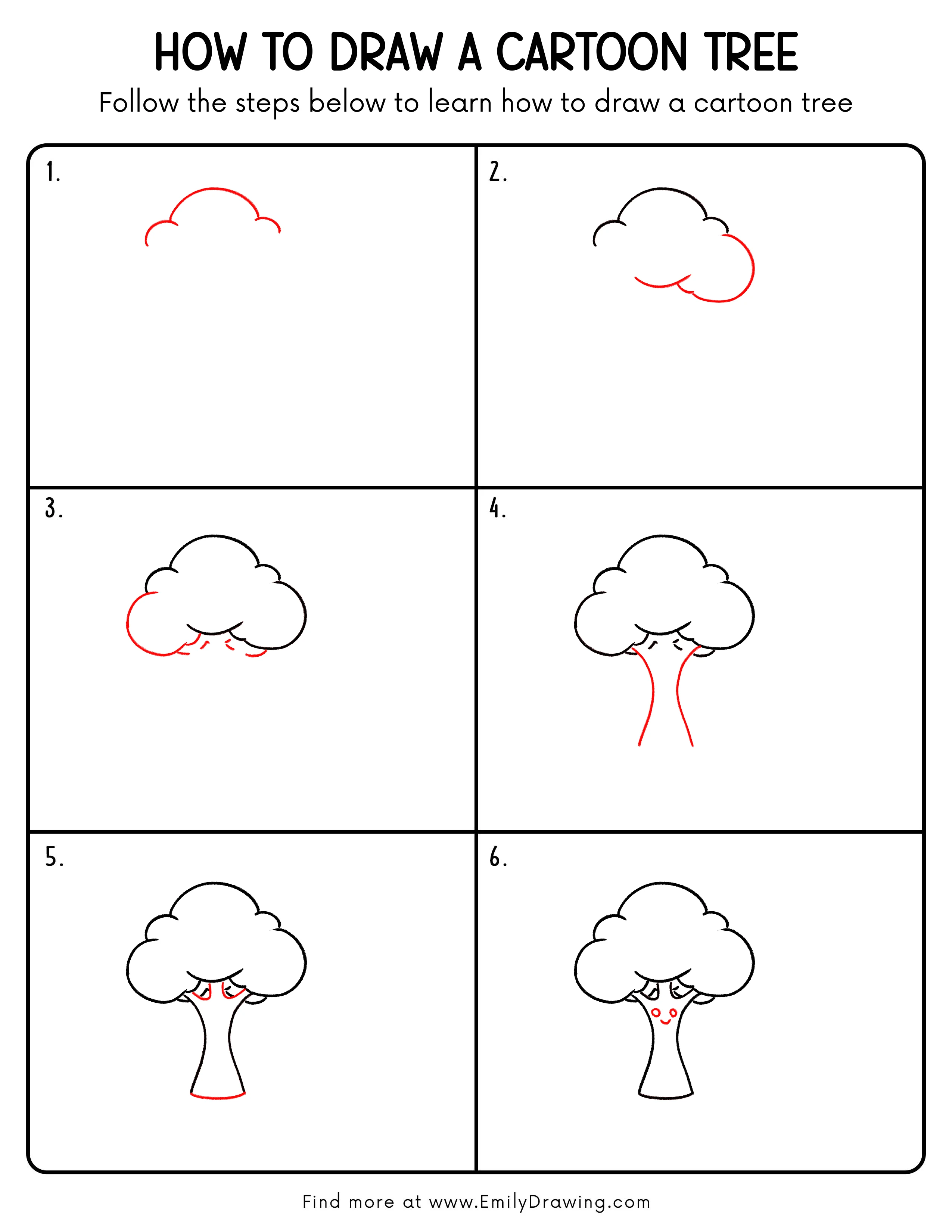 Printable Cartoon Tree Drawing Guide